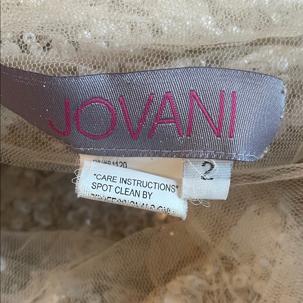 Jovani Cream One-Shoulder Prom Dress - Picture 6 of 9
